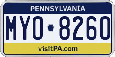 PA license plate MYO8260