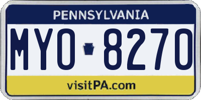 PA license plate MYO8270
