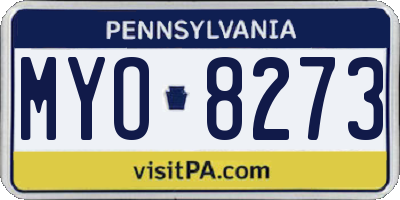 PA license plate MYO8273