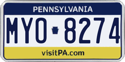 PA license plate MYO8274