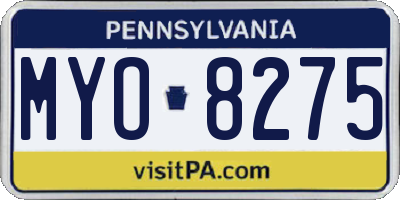 PA license plate MYO8275