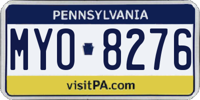 PA license plate MYO8276
