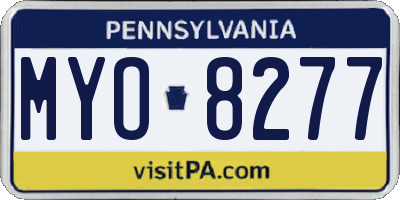 PA license plate MYO8277