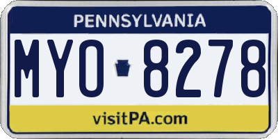 PA license plate MYO8278