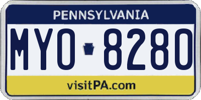 PA license plate MYO8280