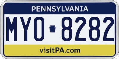 PA license plate MYO8282