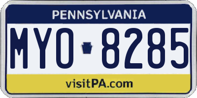 PA license plate MYO8285