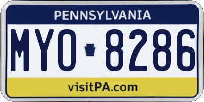 PA license plate MYO8286