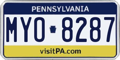 PA license plate MYO8287