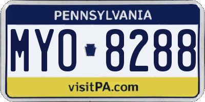 PA license plate MYO8288