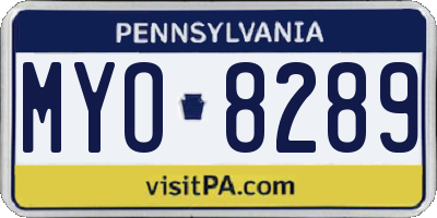 PA license plate MYO8289