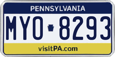 PA license plate MYO8293