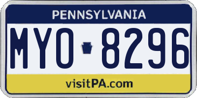 PA license plate MYO8296