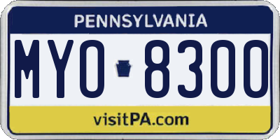 PA license plate MYO8300