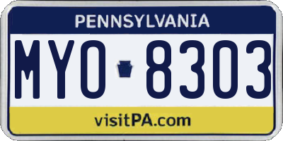 PA license plate MYO8303