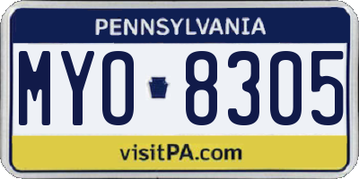 PA license plate MYO8305