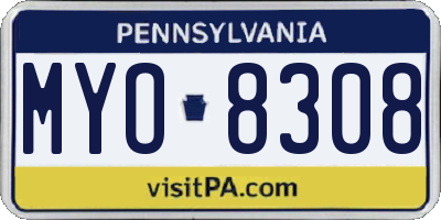 PA license plate MYO8308