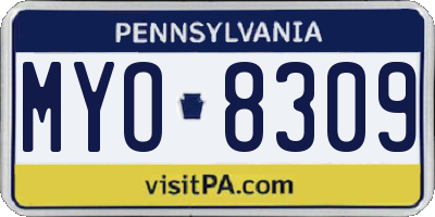 PA license plate MYO8309