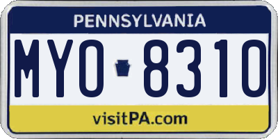 PA license plate MYO8310