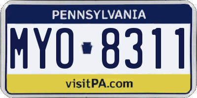 PA license plate MYO8311