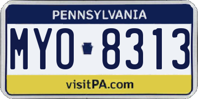 PA license plate MYO8313
