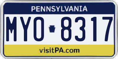 PA license plate MYO8317