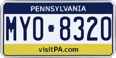 PA license plate MYO8320