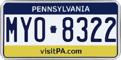 PA license plate MYO8322