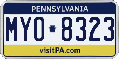 PA license plate MYO8323