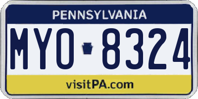 PA license plate MYO8324