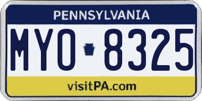 PA license plate MYO8325