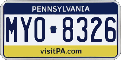 PA license plate MYO8326