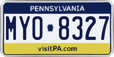 PA license plate MYO8327