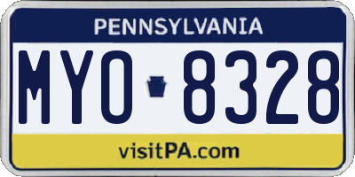 PA license plate MYO8328