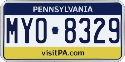 PA license plate MYO8329