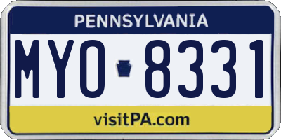 PA license plate MYO8331