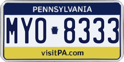 PA license plate MYO8333