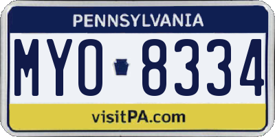 PA license plate MYO8334