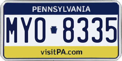 PA license plate MYO8335