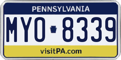 PA license plate MYO8339