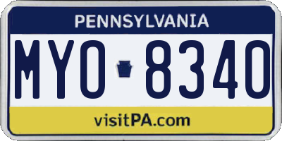 PA license plate MYO8340