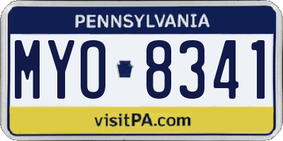 PA license plate MYO8341