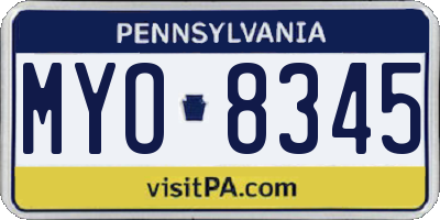 PA license plate MYO8345