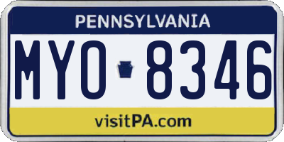 PA license plate MYO8346