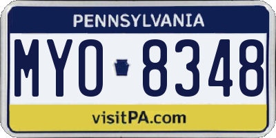 PA license plate MYO8348