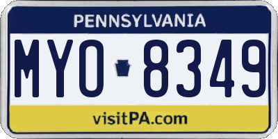 PA license plate MYO8349
