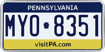PA license plate MYO8351
