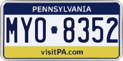 PA license plate MYO8352