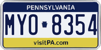 PA license plate MYO8354