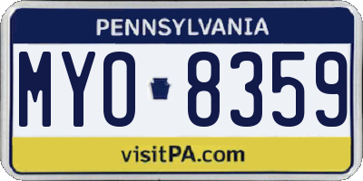 PA license plate MYO8359